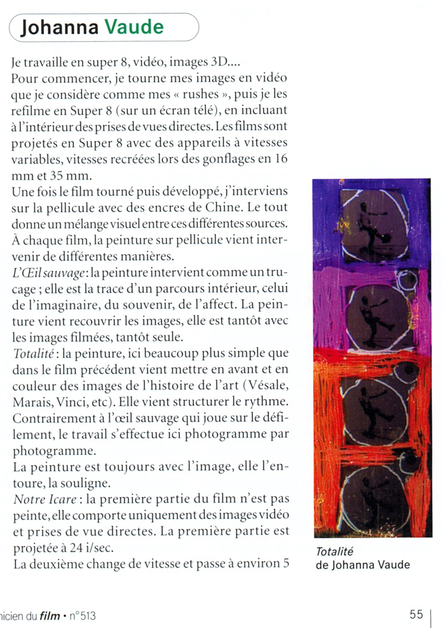 Le Technicien du Film Johanna Vaude