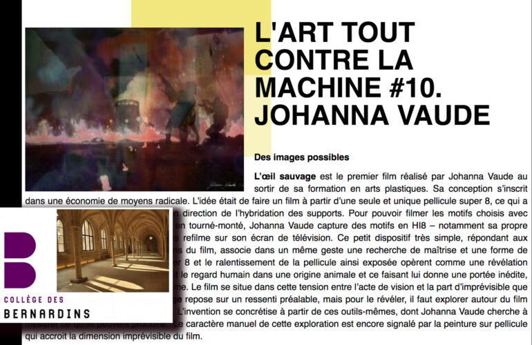 College Des Bernardins Art Tout Contre La Machine Johanna Vaude Hybride