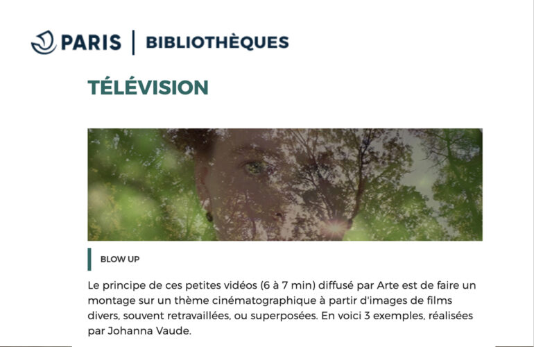 Paris bibliotheque johanna vaude blow up arte tv